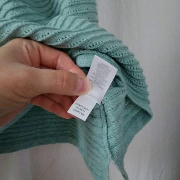 J. Jill Wearever Textured Short-Sleeve Pullover size XL mint green ribbed boho - Picture 8 of 11